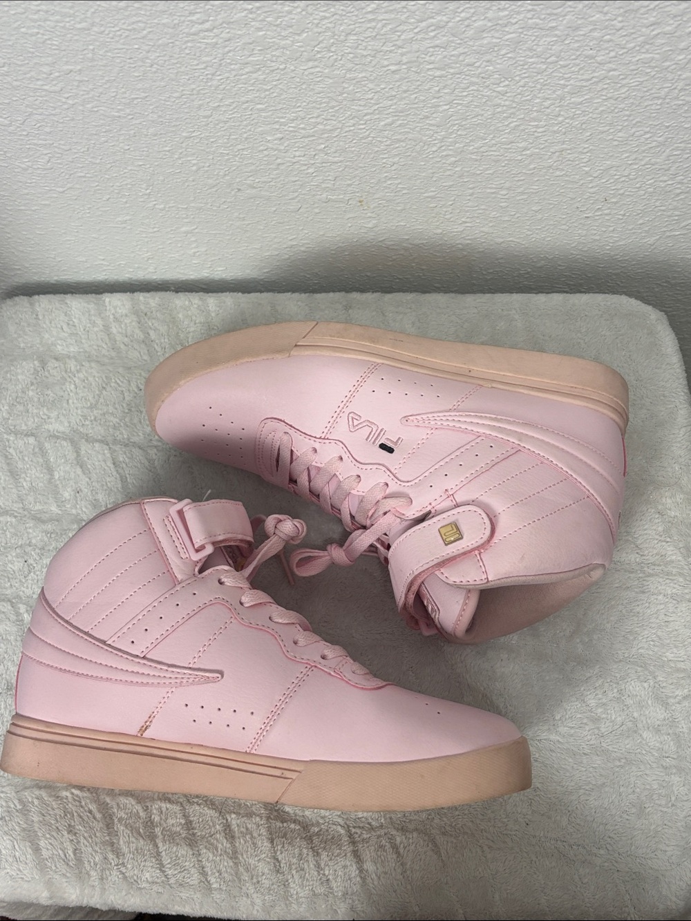 FILA Pink High Top Sneakers Women’s Size 10 Lace Up Hook & Loop Athletic Shoes - Picture 4 of 10